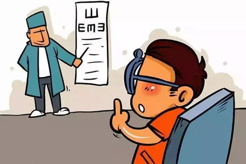近视儿童验光卡通示意图