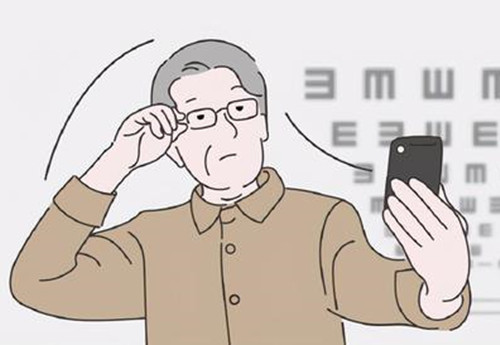 老花眼卡通示意图